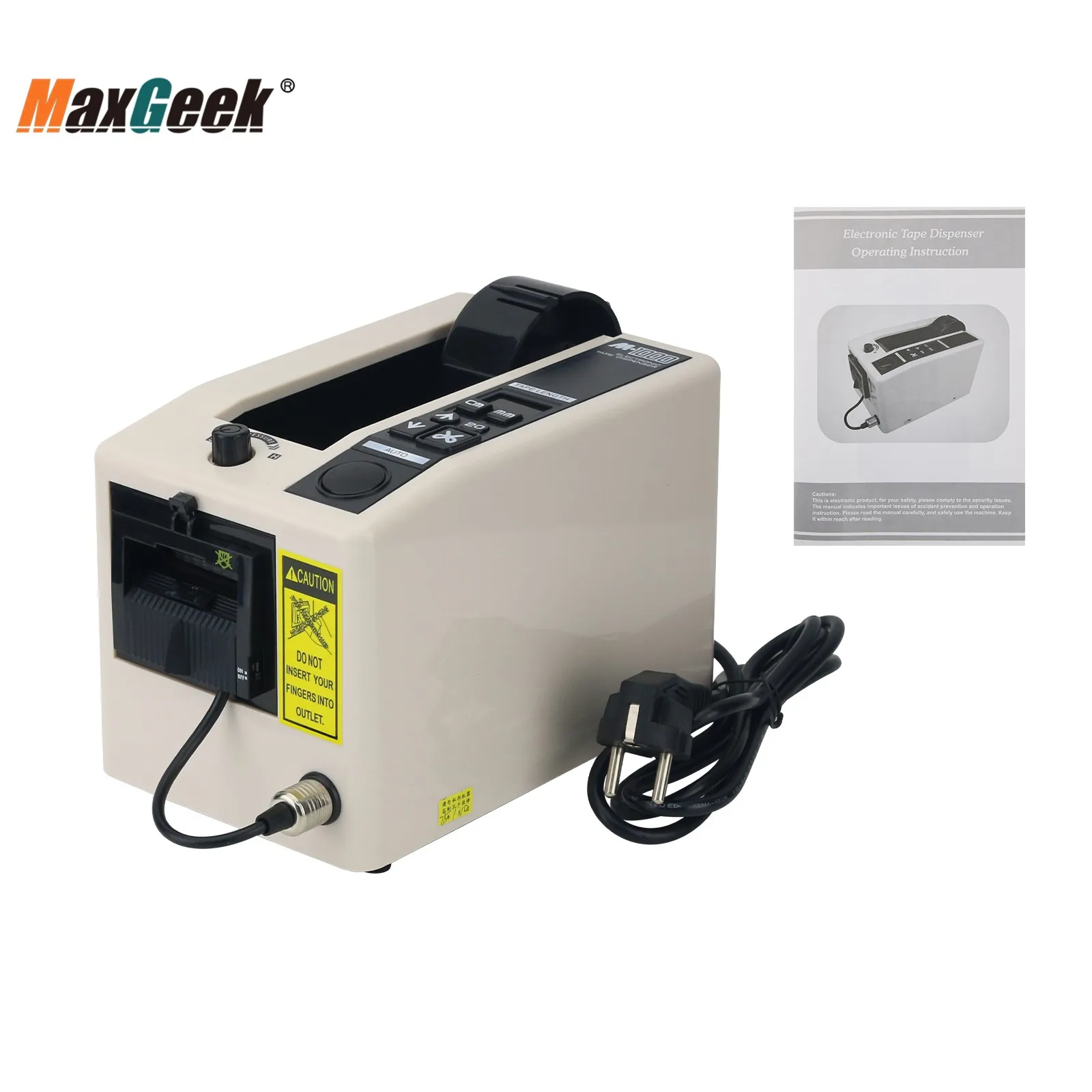 Maxgeek M1000 Automatic Tape Dispenser 20-999mm Tape Cutter AC110V/220V with 75mm/32mm/25mm Roller Kit
