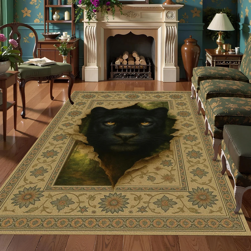 البصرية ثلاثية الأبعاد السجاد الأسد التمساح النمر الأسود المطبوعة السجاد البوهيمي نمط الحدود سجادة باب غرفة المعيشة غرفة نوم الديكور البساط
