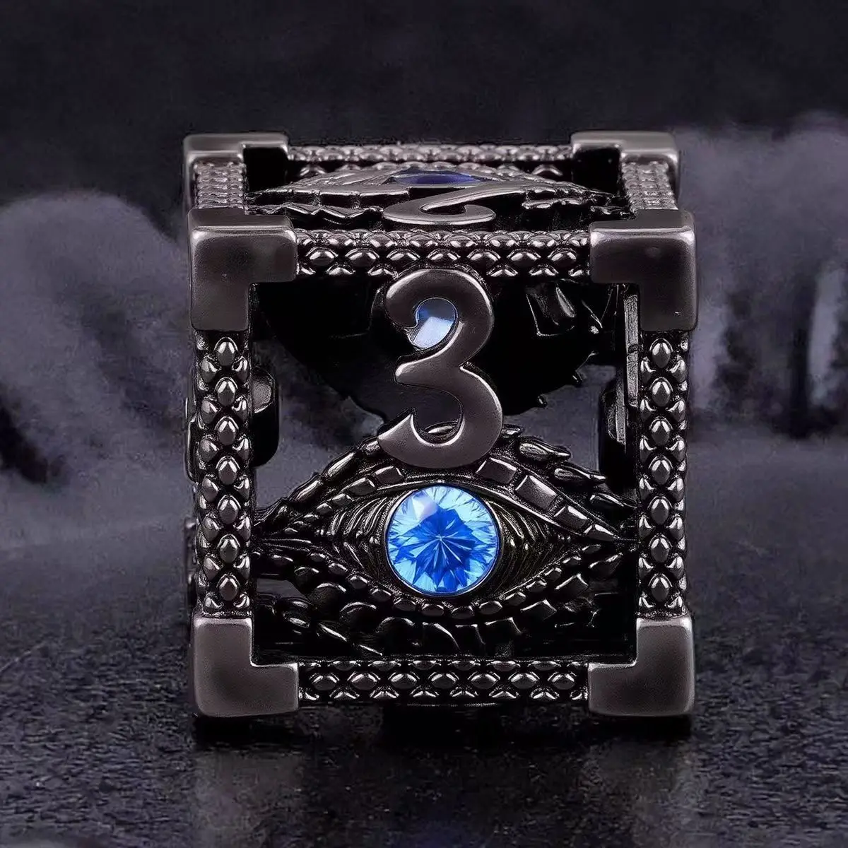

Diamond Hollow Metal Dices 7pcs Dragon Eye DND Dice Set for Dungeons and Dragons polyhedral Metal Dice with Diamond