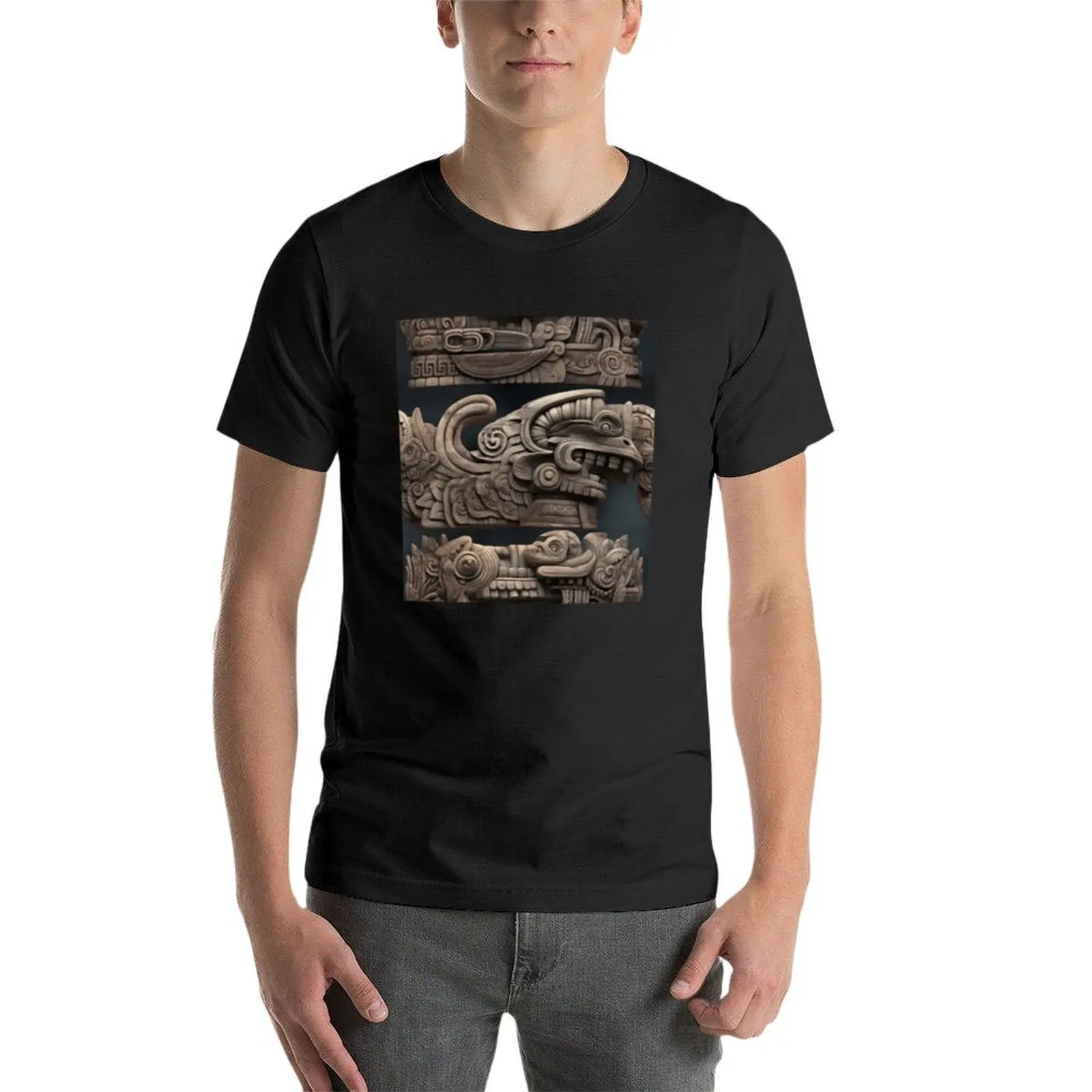 Feathered Serpent T-Shirt blacks hippie clothes Aesthetic clothing men workout shirt image 4