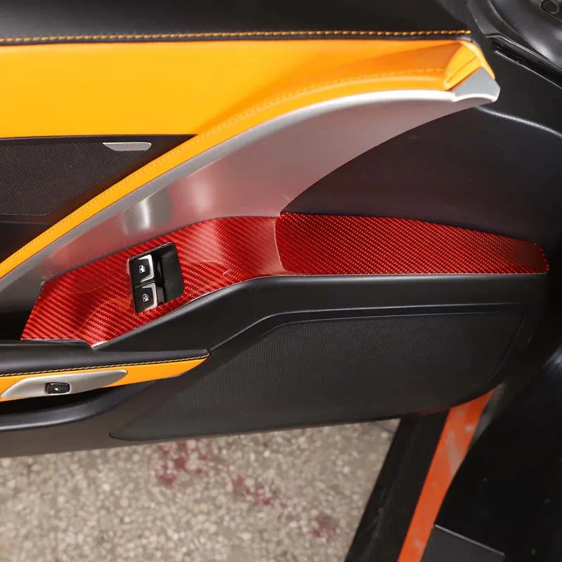 

For 2014-2019 Chevrolet Corvette C7 Soft Carbon Fiber Car Styling Car Glass Lift Switch Cover Sticker Car Interior Accessories