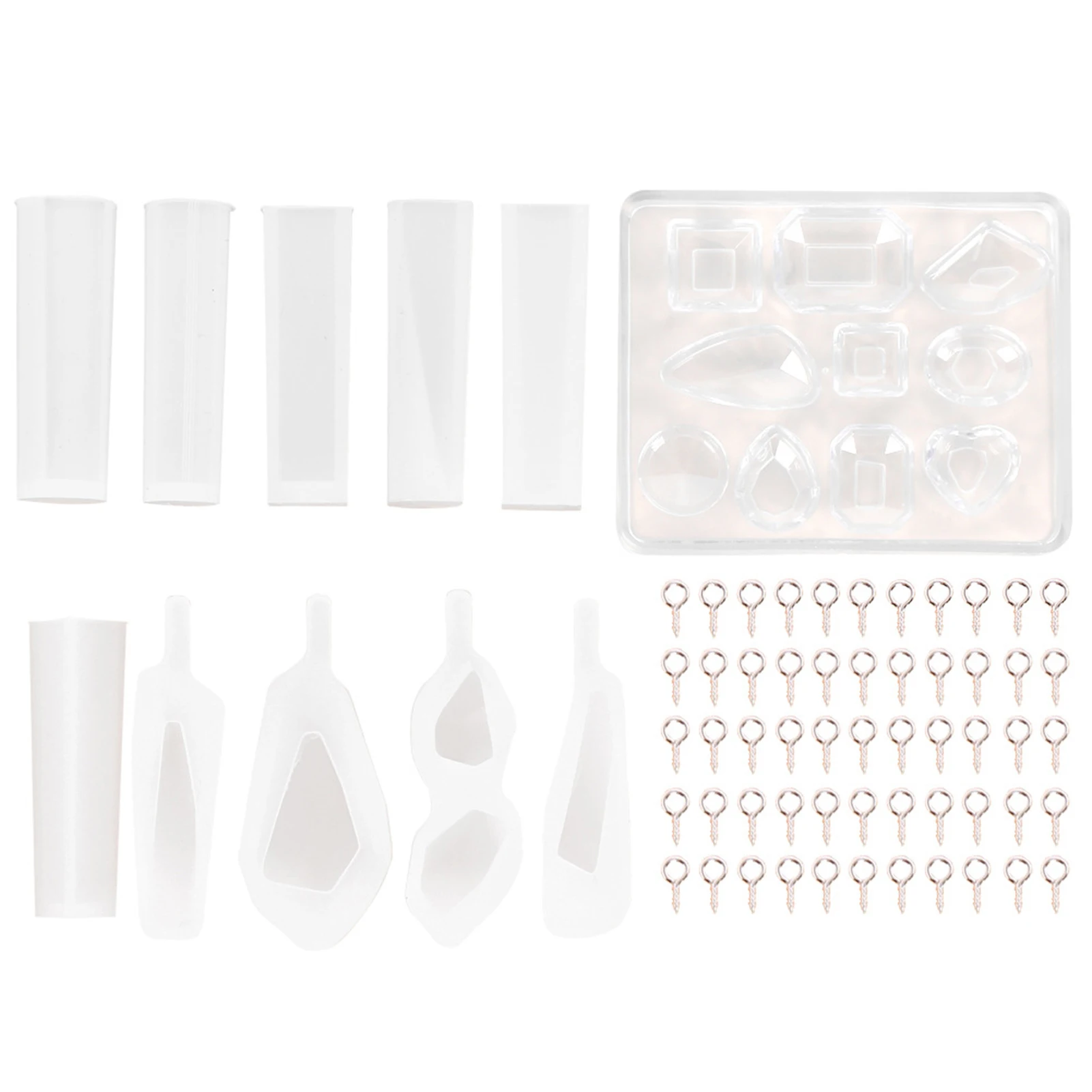 Ensemble de moules en résine époxy, 125 pièces, avec 10 boucles de graines de Melon, 100 vis, 15 moules miroir en cristal pour bricolage, fabrication de bijoux artisanaux