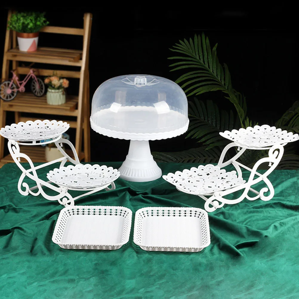 

1pc Double Layer Fruit Storage Rack Stylish Dessert Tray Kitchen Organizer Afternoon Tea Tableware Set For Party Banquet