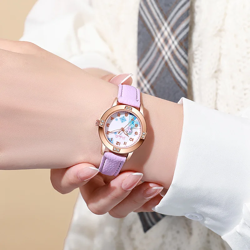 ساعات ديزني للأطفال للأطفال والأولاد والبنات كارتونية لطيفة فروزن سنو الأميرة عائشة الماسية ساعة يد كوارتز للطلاب هدية #3