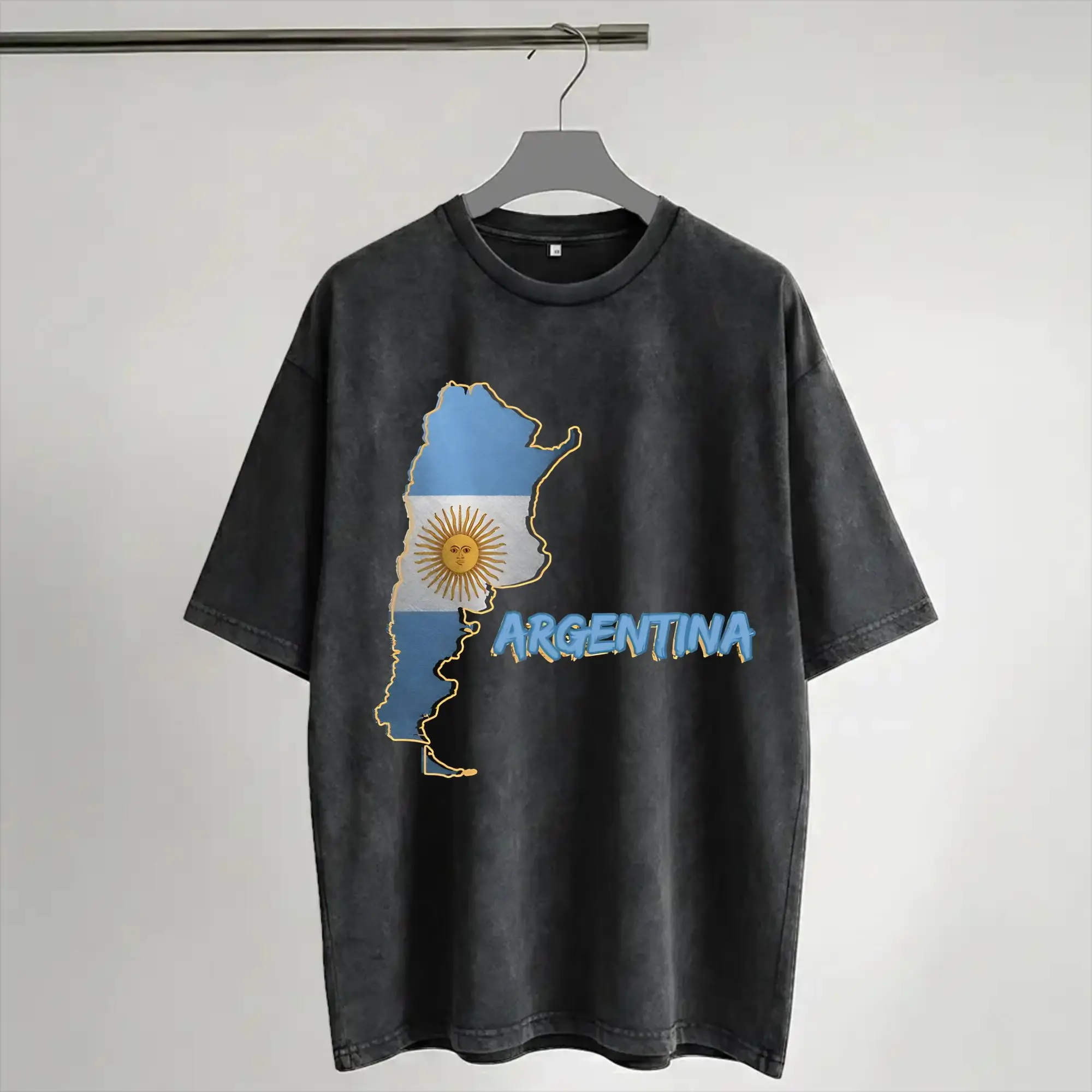 Camiseta Lavada Estilo Harajuku, Las Malvinas, Argentina, Fútbol, Ropa Vintage, Camisetas Oversize, Streetwear, Algodón