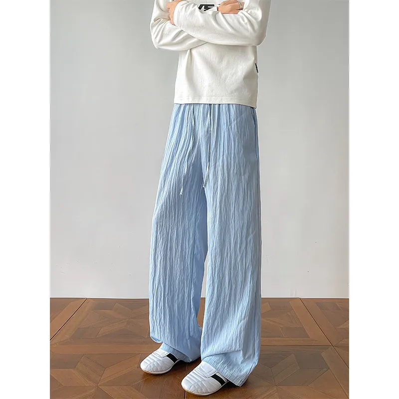 

M-XXXXXL Solid Color Summer Autumn Plus Size Men Loose Comfort Versatile Casual Pants Elastic Waist Straight Leg Trousers 5XL