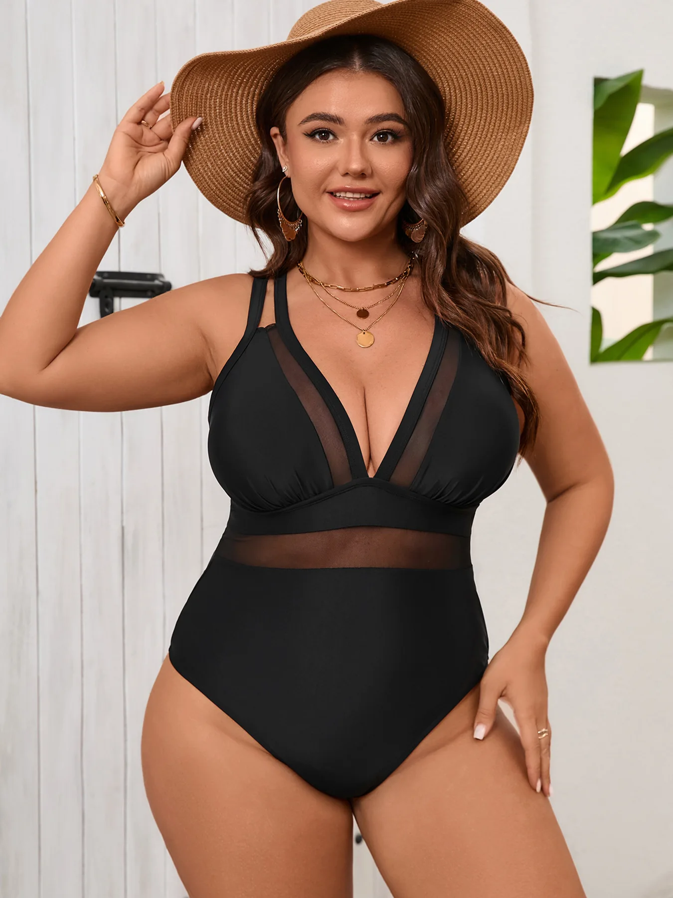 Black One Piece Swimsuit Women Plus Size Swimwear Bandage Large Monokini Sexy Beach Chubby Big Bathing Suit Mujer