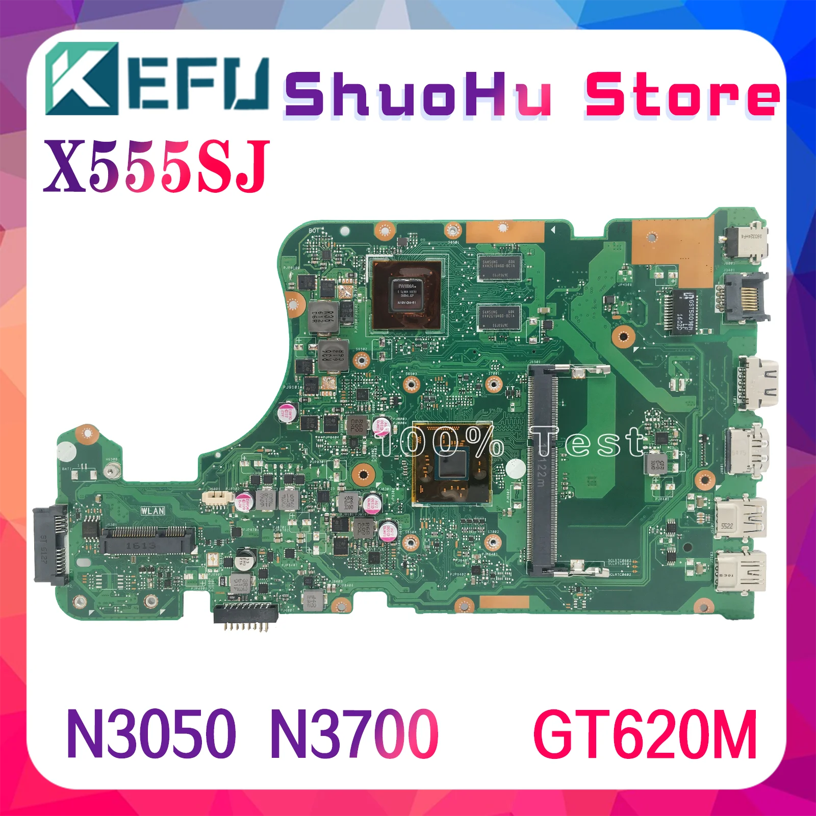 

KEFU Notebook X555SJ N3700/N3050 GT920M Mainboard For ASUS K555SJ K555S X555 A555S Laptop Motherboard 4Cores MAIN BOARD TEST OK