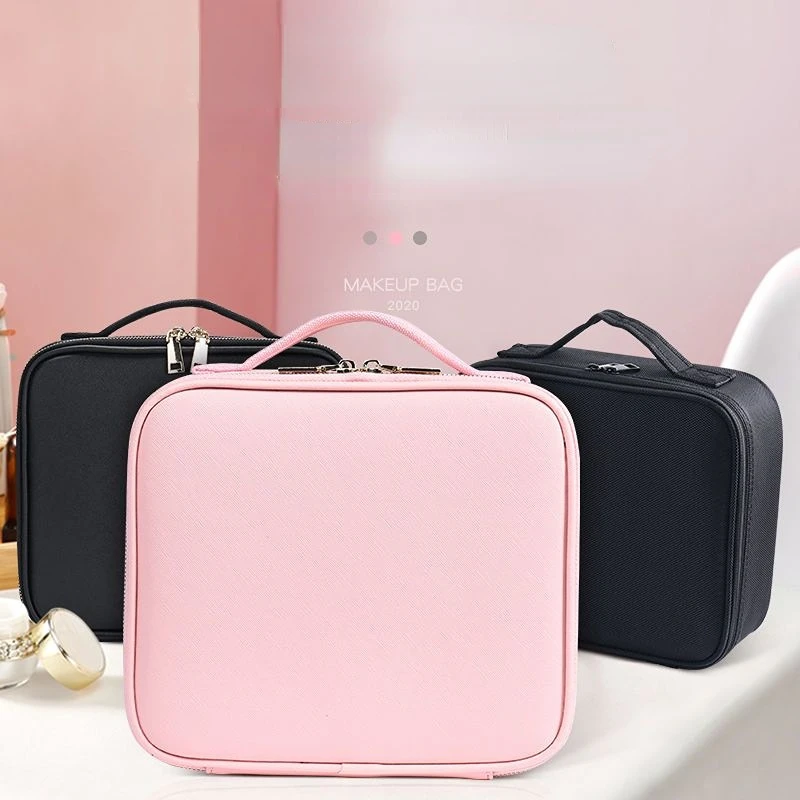 Black Cosmetic Case Professional Portable Bags Products Makeup Bag Large Capacity Multifunctional Suitcase Storage Box E858