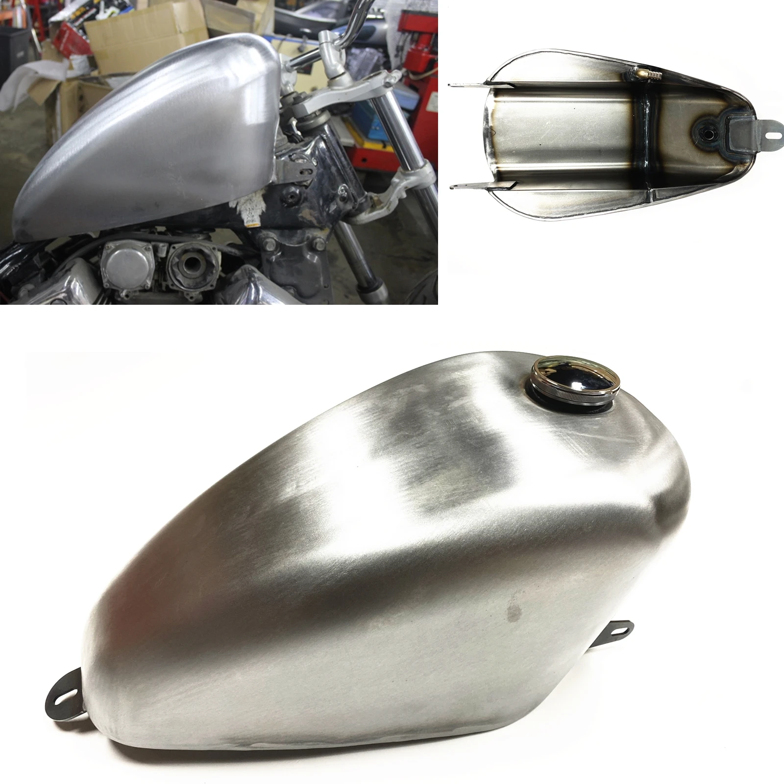 8 L Petrol Gas Fuel Tank Motorcycle Handmade Retro Motorbike Oil Box Gasoline Elding Can w/ Cap For Yamaha Virago XV400