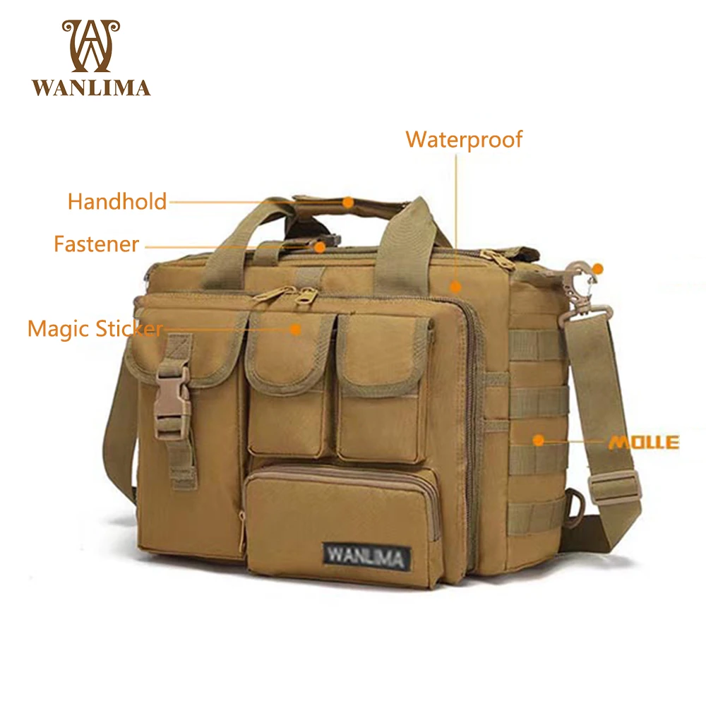 Wamlima 1000D Men Computer Handbag Women Waterproof Crossbody Bag Multifunctional Military Tactical Gun Accessory Backpack