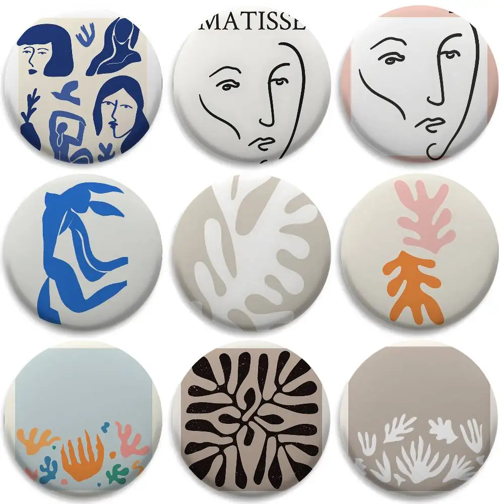 

Henri M-Matisse Nordic Art Badges Round Exquisite Badge Brooches Creative Pins For Clothes Hat Backpack Gift Accessories