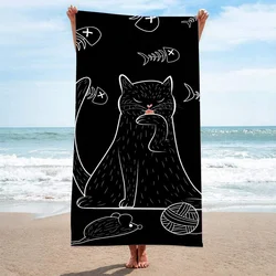 Cartoon Cat Kitten telo mare delicato microfibra Kid Girls telo da bagno Outdoor Seaside Soft coperta soggiorno Home Decor Swim