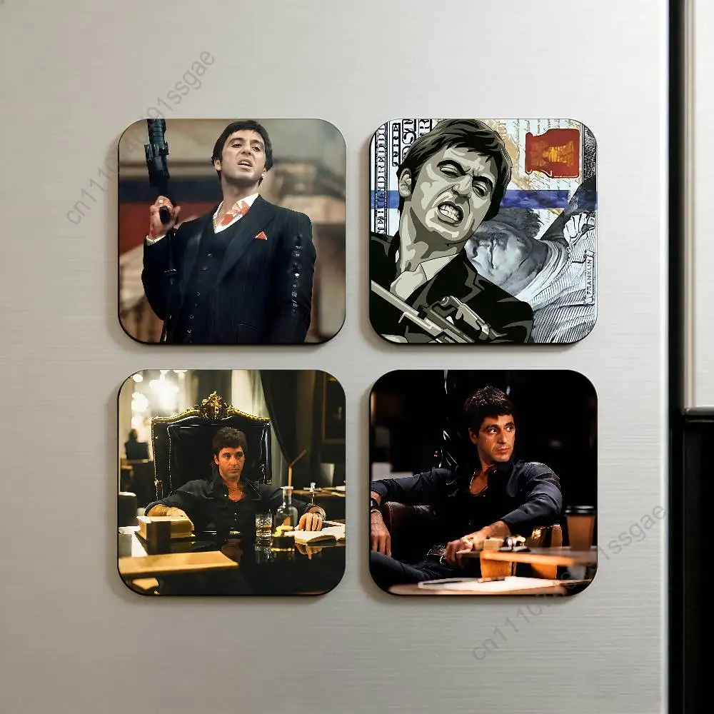 

S-Scarface-1983 Film Square Decorative Fridge Magnets for Home Kitchen Office Whiteboard & Locker