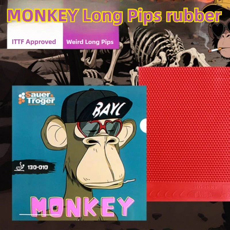 MONKEY Long Pips OX Table Tennis Rubber Super Soft Medium Pips Ping Pong Rubber ITTF Approved Table Tennis Racket Rubber Cover
