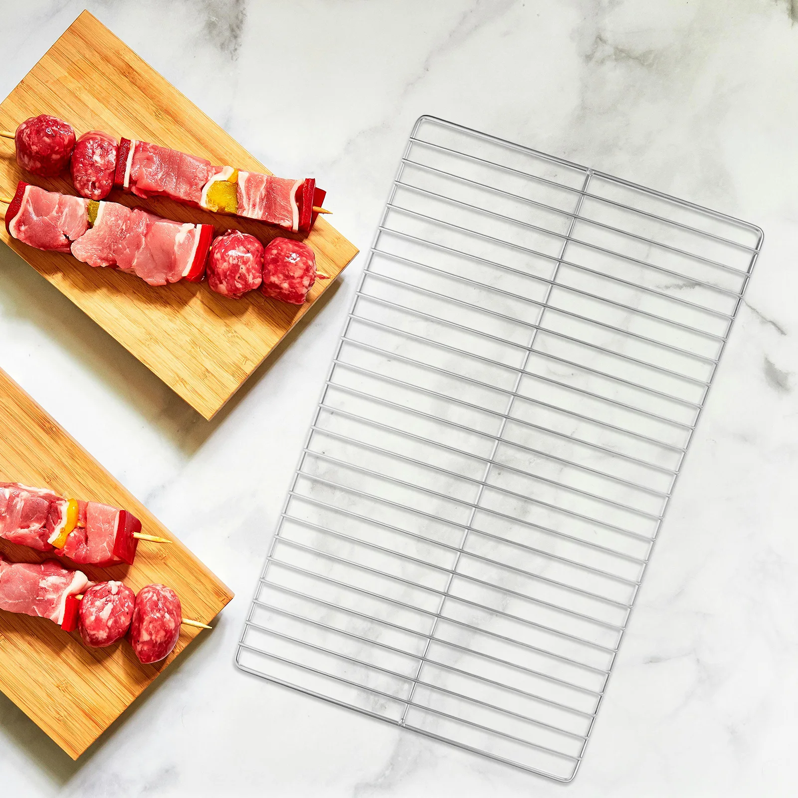 

1pc Stainless Steel Bbq Mesh Heavy Duty Metal Barbecue Net For Outdoor Grilling Multi-Purpose Cooking Grill Rack Meat Fish