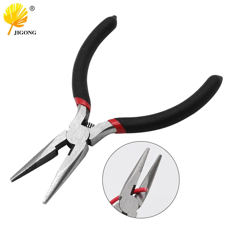 5-Inch American pointed nose pliers electrician installation tool, jaw flower tooth design non-slip and wear-resistant mini port
