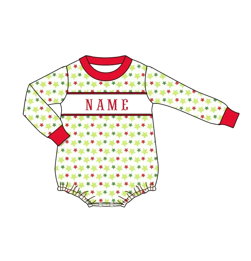 Ropa Girl And Baby Boy New Cotton Customizable Name Styles Presale Models Christmas Red Romper Sets Green Star Patter Clothes