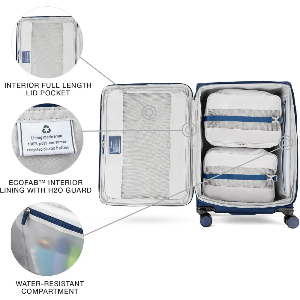 กระเป๋าเดินทางแบบนิ่ม ขยายได้ น้ำหนักเบา พร้อมกุญแจ TSA ล้อหมุน 8 ล้อ สำหรับผู้ชายและผู้หญิง ขนาดกลาง 25 นิ้ว สำหรับการเดินทาง