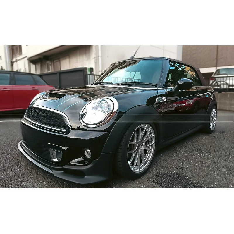 Replacement Lightweight Real FRP Bolt-On Front Bumper Lip Glossy Black UV Treated For Cooper S R56 R57 R58