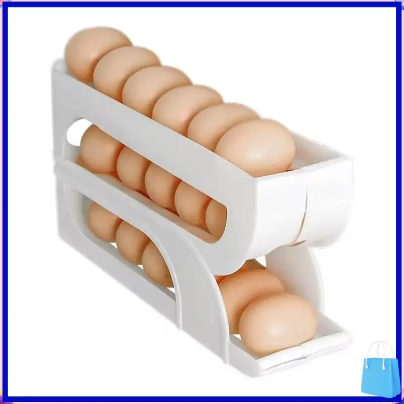 

Customer Favorite Automatic Egg Rolling Dispenser 3-Tier Automatic Egg Rolling Holder Space-Saving Egg Storage Container For Fri