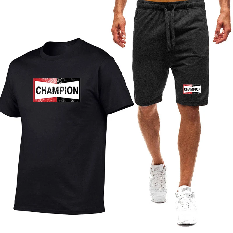 

CHAMPION Spark Plug Retro Distressed Emblem Logo Print 2026 Men's Summer Premium Beach Short Sleeve T-shirt Pants Suits