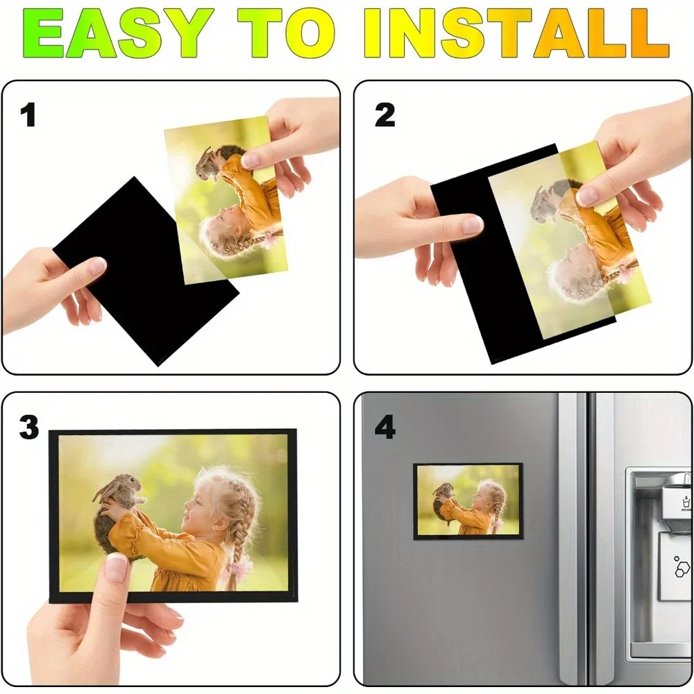 10 Piece Set Black Magnetic Photo Frame Refrigerator Magnet Picture Sleeves Wall Art Poster Hanger Home Decoration Holder