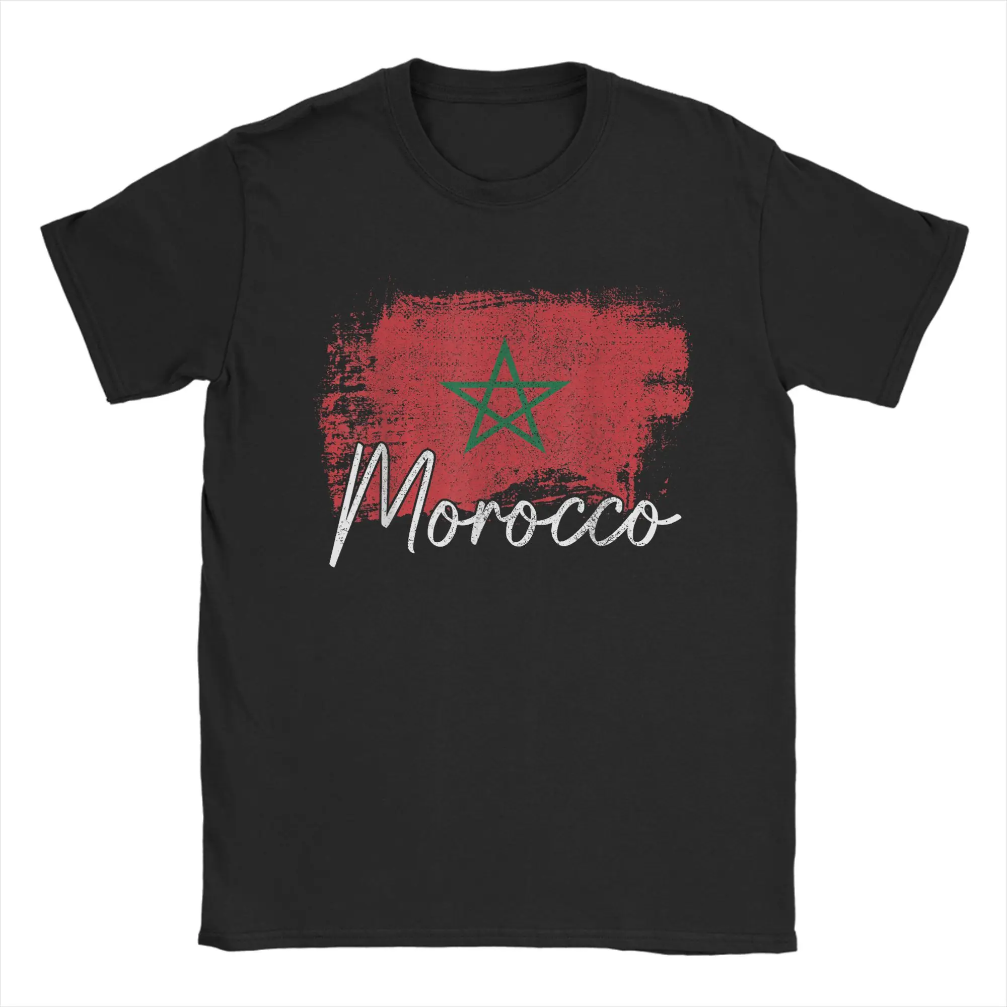 Men's Morocco Flag Moroccan T Shirts  Pure Cotton Tops Novelty Short Sleeve Round Neck Tee Shirt Graphic Printed T-Shirt