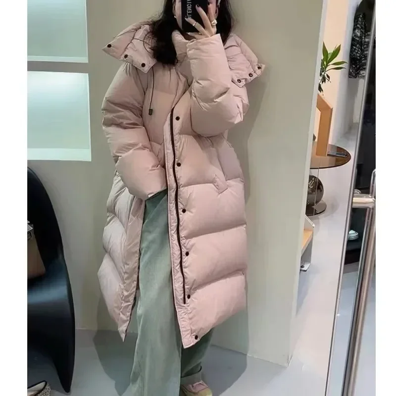 Womens Parkas New Thickened Knee-length Down Jacket Winter Loose Foreign Casual Womens Warm Jacket