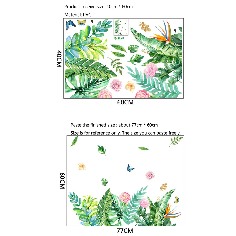 Butterfly Flowers Baseboard Wall Sticker For Living Room Decoration Decals Bedroom Nursery Background Decor Self-adhesive Mural