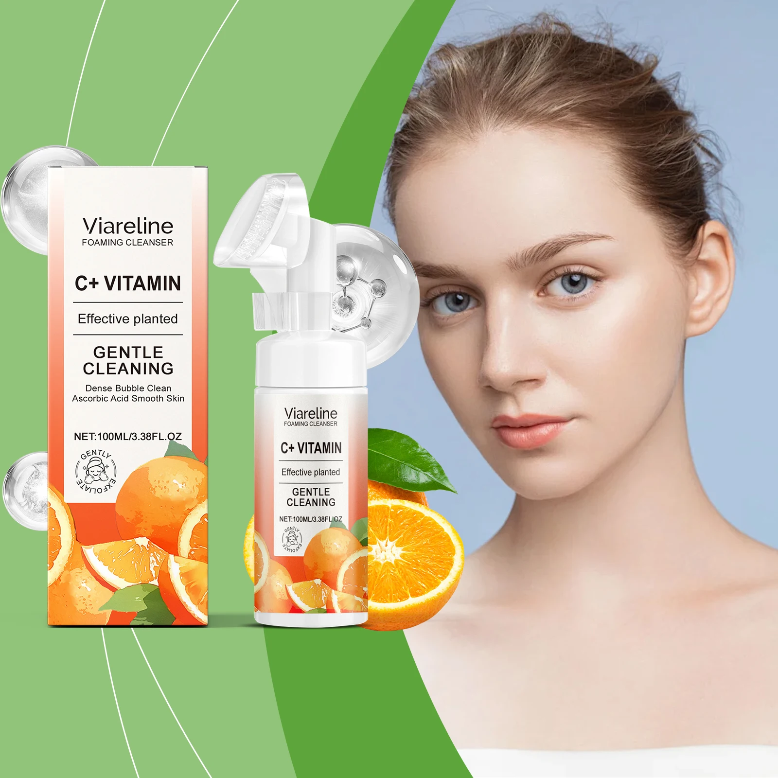 

Viareline Vitamin C Foaming Facial Cleanser Gently Cleanses Skin Moisturizing and Smooth Daily Facial Care