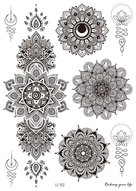 Size:210x150mm Waterproof Haina Tattoo Sticker Mandala Sexy Feather Temporary Tattoo Sticker