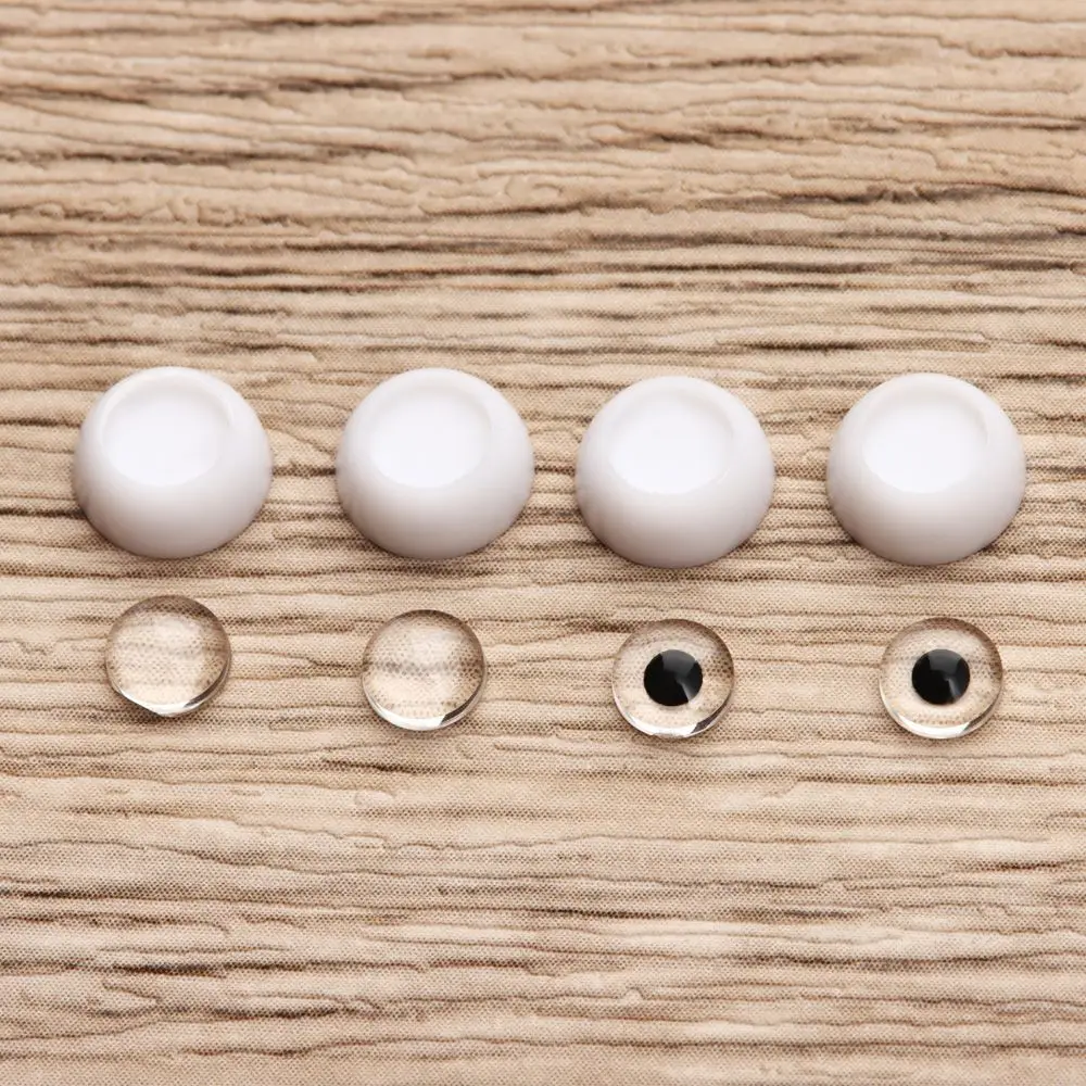 1Set 8~26mm Half Round Accessories Acrylic Doll Eyes Eyeball Toy Sticking Mud Clay Transparent&Black Eye Patch