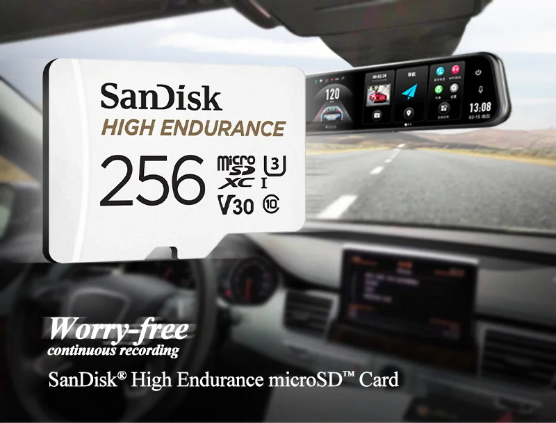 SanDisk 32GB 64GB 128GB 256GB High-Endurance MicroSDXC UHS-I Karte 20000 Stunden Dauerempfindung 100MB/s 40MB/s Speicherkarte – Detail 1