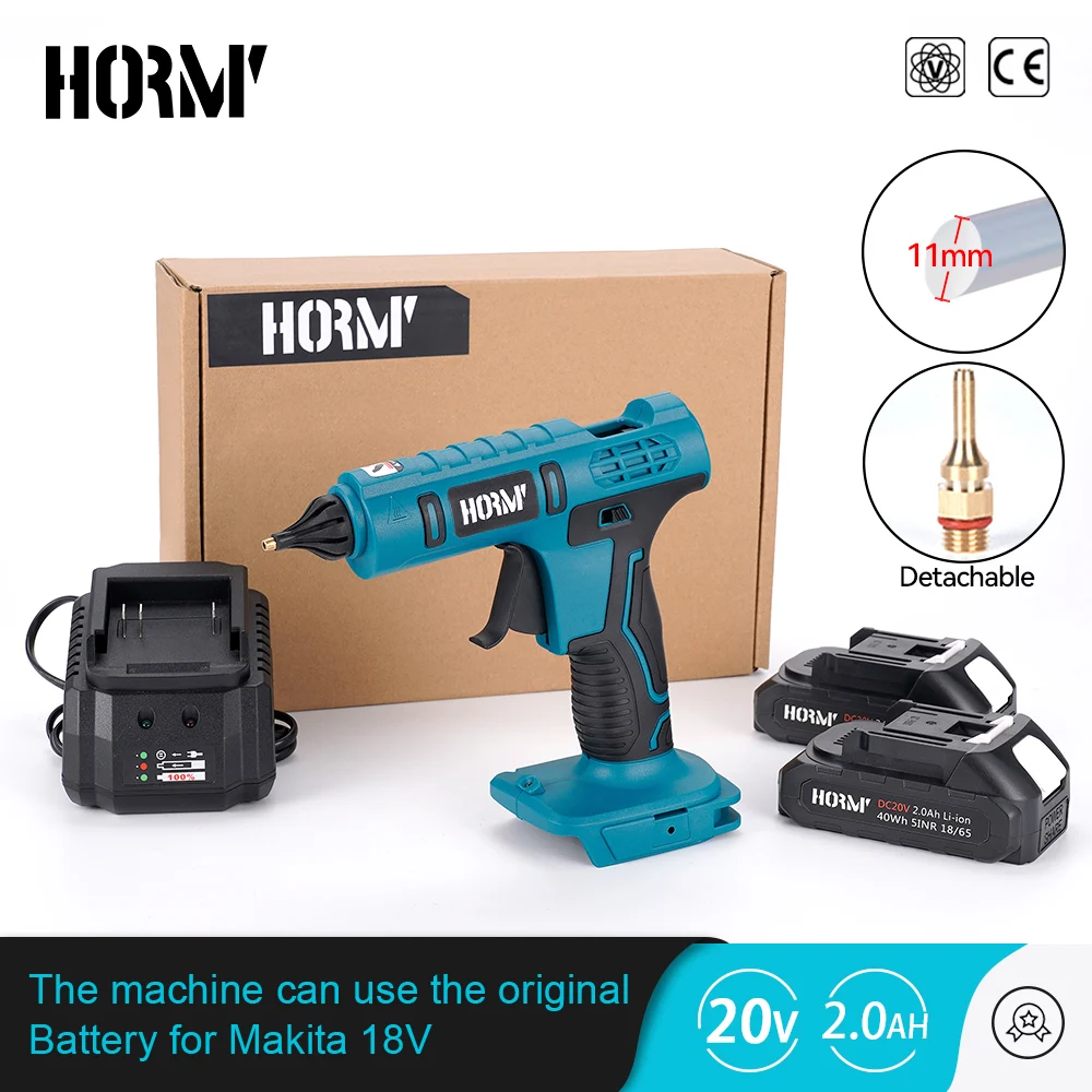 Hormy Electric Hot Melt Glue Gun Cordless 11mm colla Stick Hot Melt saldatura pistola ad aria calda strumento di riparazione fai da te per batteria Makita 18V
