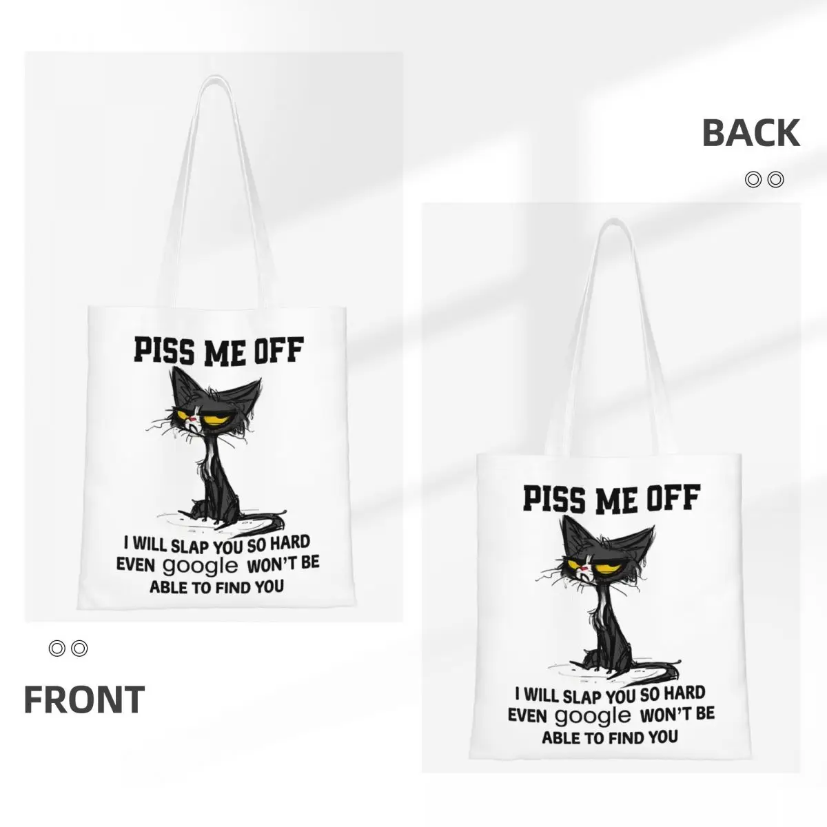 سأتقعك صعب جدا مضحك القط حمل الحقائب حقيبة يد طوي طالب مضحك القط ميمي حقيبة كتف حقيبة تسوق قابلة لإعادة الاستخدام