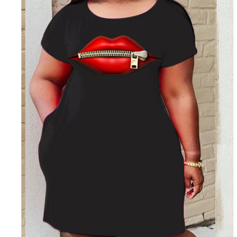 Plus Size Women Short Sleeve O-Neck Loose Casual Dresses T Shirt Dress Women Short Dress Hip Hop Queen Printed Long T Shirt Loos