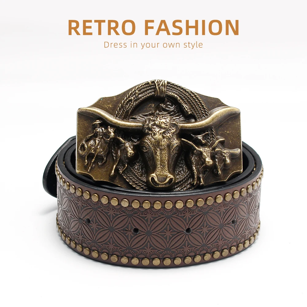 【Con caja de regalo】Cinturón de moda para hombre, estilo clásico mezclado con diseño occidental, perfecto para regalos navideños.