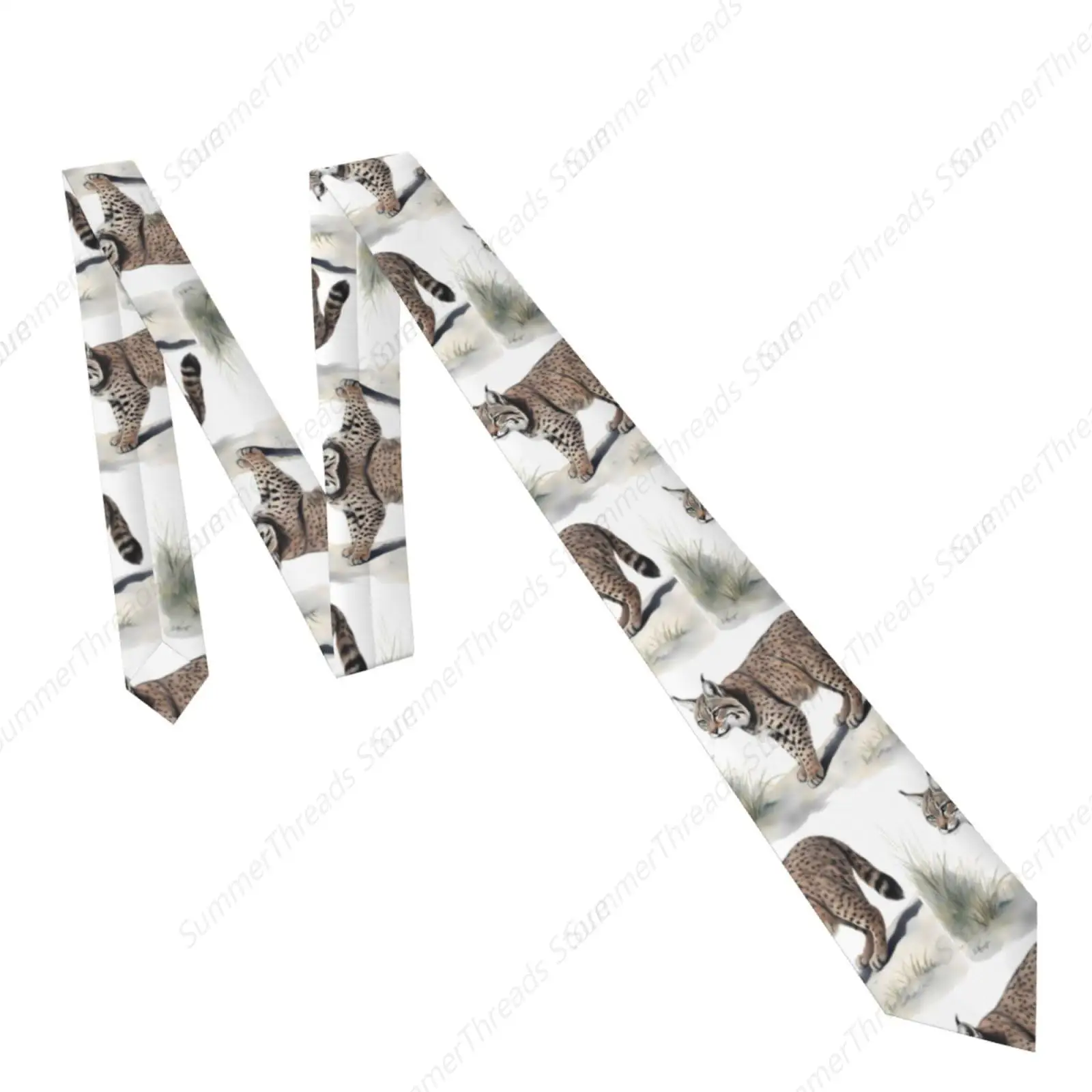 Wild bobcat Printed's Necktie - Fashion cetak sutra Tie untuk bisnis, kehidupan sehari-hari, bekerja, pesta