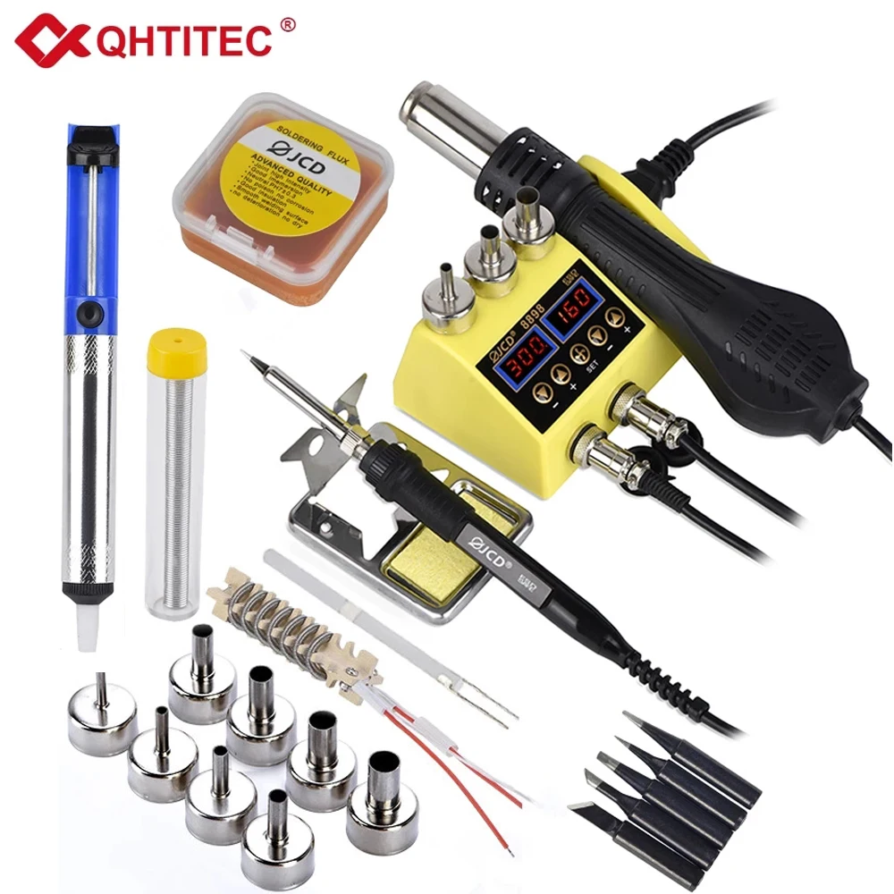 

JCD 750W Soldering Station 2 in 1 LCD Digital display Rework Welding Station Kit for cell-phone SMD IC Repair Solder tools 8898