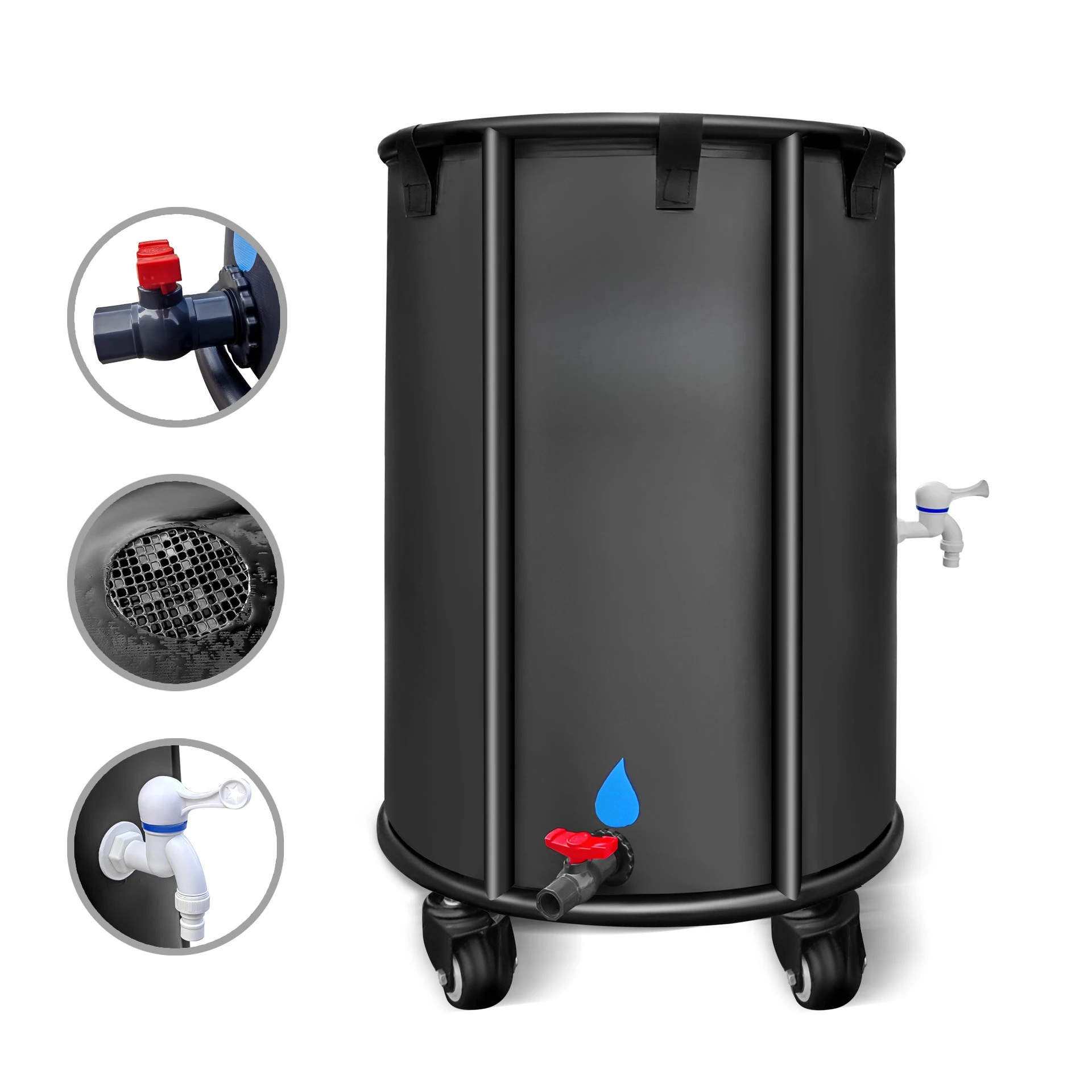 Removable PVC folding buckets, household rain buckets, rainwater collectors with wheels