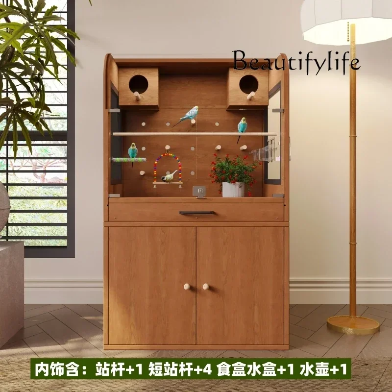 BJ ZLc قفص الطيور الخشبي الصلب كبير الحجم، قفص الببغاء، نموذج كبير جدًا من جلد النمر Xuanfeng، قفص شمسي صغير فاخر مخصص