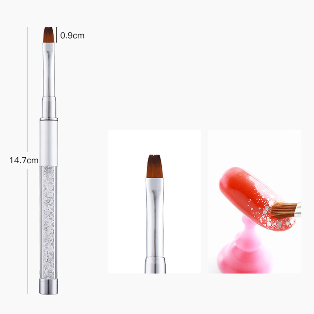 Ensemble de pinceaux pour Nail Art en acrylique, 5 pièces, poignée en strass, léger, Long manche, outils de manucure professionnels pour Salon de maison