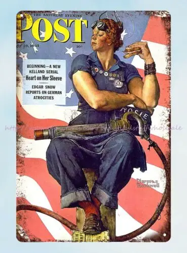 metal car signs ww2 war poster rosie the riveter 1943 tin sign