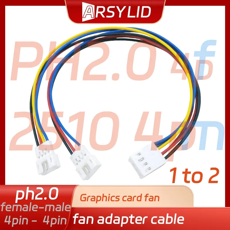 بطاقة الرسومات مروحة كابل محول PH2.0 XH2.54 2.0 مللي متر 2.5 مللي متر 2Pin 4Pin مروحة 20 سنتيمتر ذكر إلى أنثى دعم PWM
