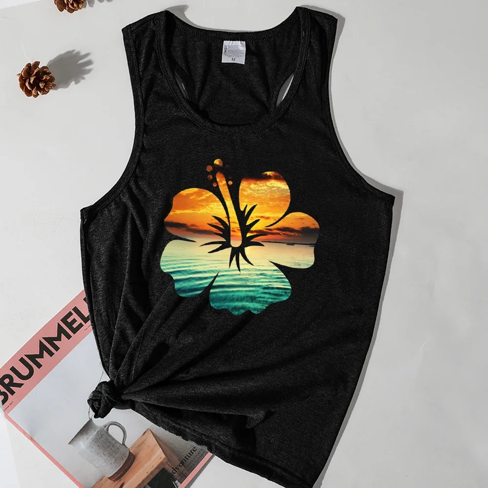 

Hawaii Tropical Plant Tank Tops Print Vacation Tank Top Woman Travel Vintage Custom Tops Aloha Womens Clothes Streetwear