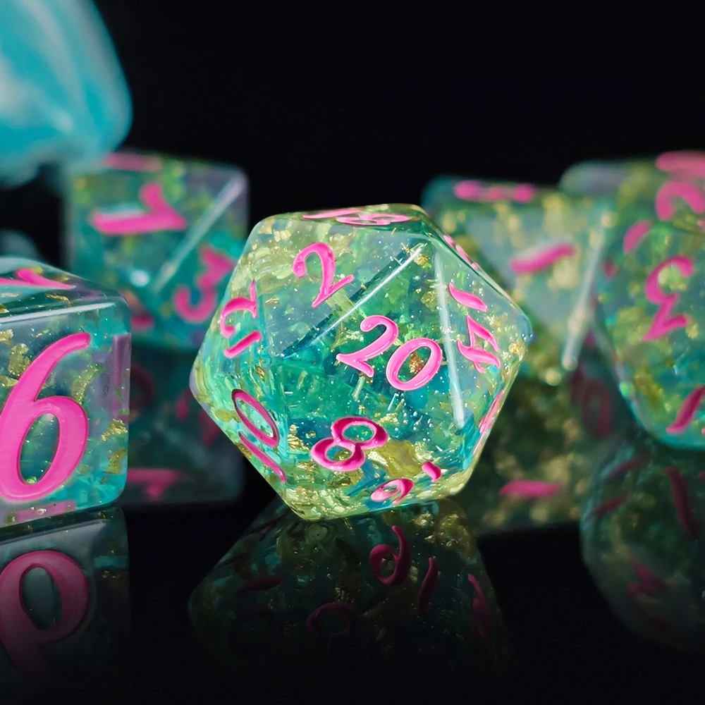 7Pcs/set Shining Foil Inside Resin Dice Set for DND RPG TRPG Dungeons Dragons Board Games Dice Set Entertainment Tabletop Games view 3