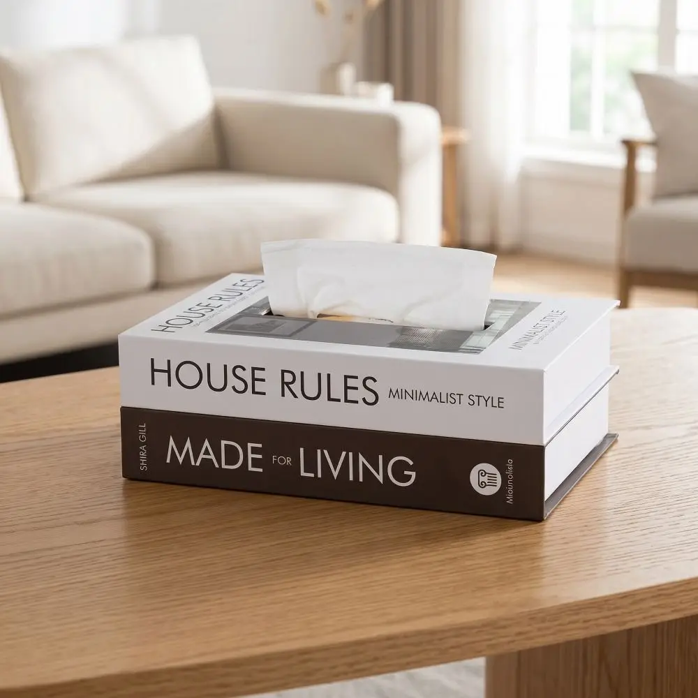 

Organizer Luxury Book Style Tissue Box Container Ornaments Napkin Holder Case Double Layer Decoration Paper Box Home