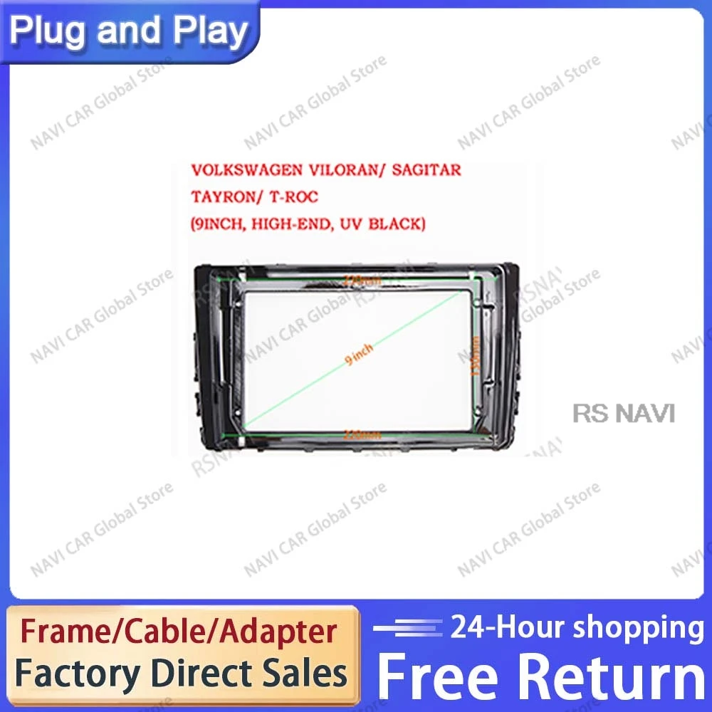 NAVI 9 INCH Car Audio Frame NAVIgation Fascia Panel Car dvd Plastic is suitable For 2021 VOLKSWAGEN VILORAN SAGITAR TAYRON/T-ROC