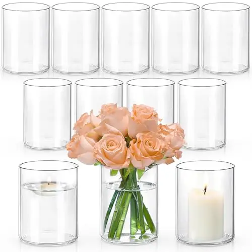 

5-дюймовые маленькие стеклянные цилиндрические вазы для центральных композиций | 12 прозрачных ваз для цветов для свадебного декора, вазы для плавающих свечей